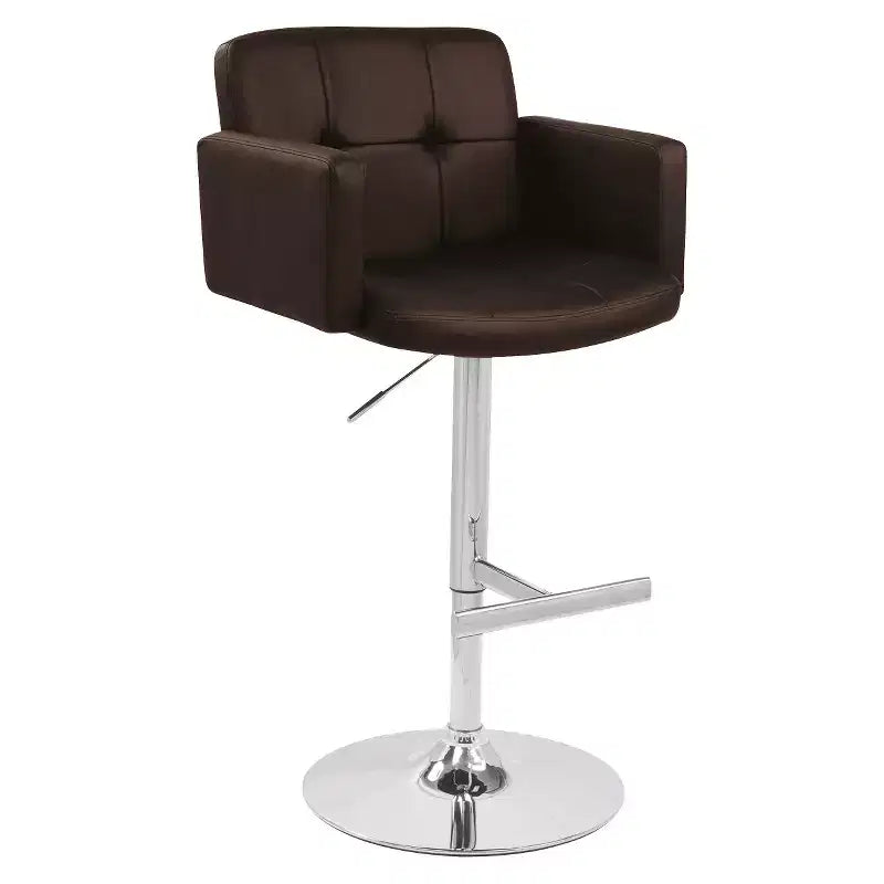32" Adjustable Swivel Barstool with Padded Seat and Back – Metal Frame