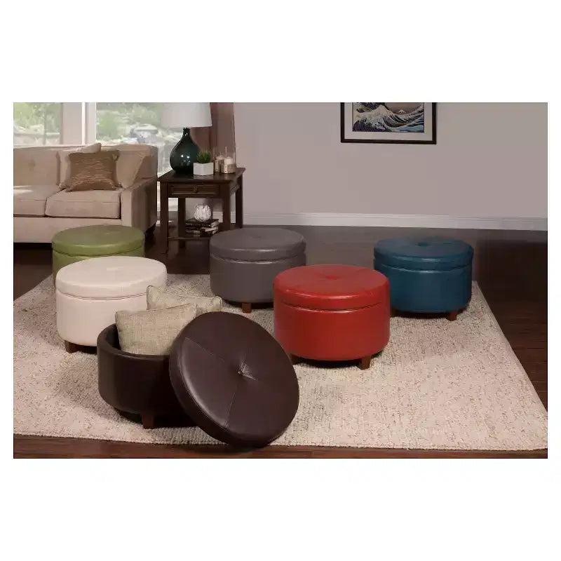 Large Round Storage Ottoman