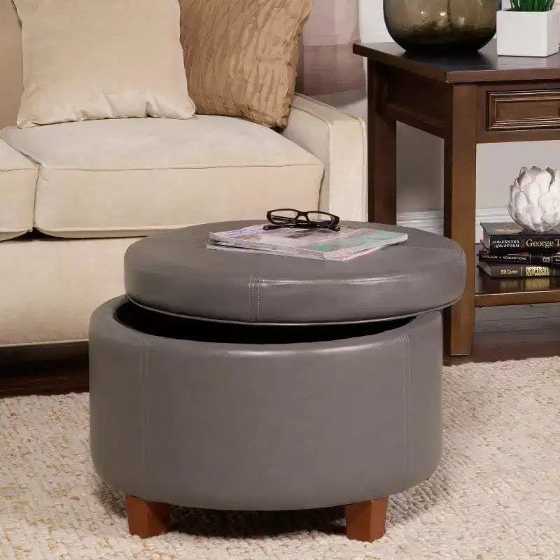 Large Round Storage Ottoman