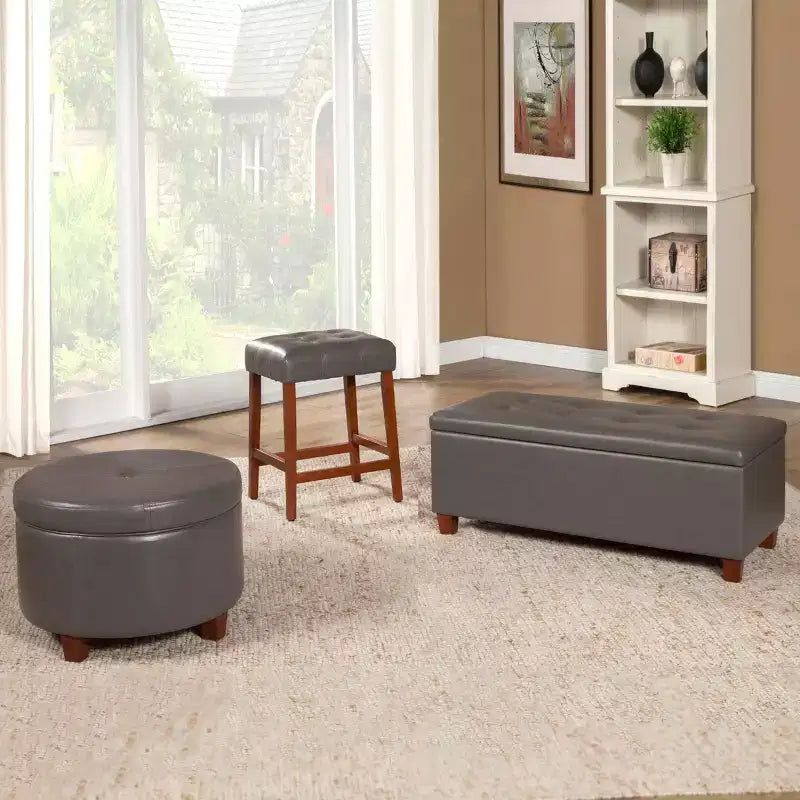 Large Round Storage Ottoman