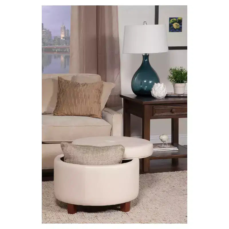 Large Round Storage Ottoman
