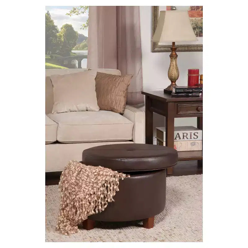 Large Round Storage Ottoman
