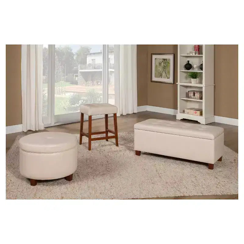 Large Round Storage Ottoman