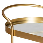 Kamal Glam Brushed Metal and Mirrored Glass 2 Tier Mobile Wine Bar Cart Gold - Baxton Studio: Elegant Serving Trolley with Wheels