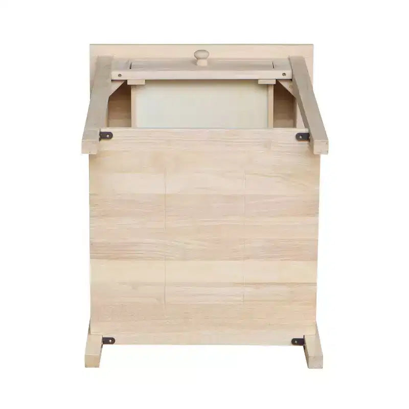 21" Square Unfinished Solid Wood Nightstand with Drawer and Shelf