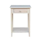 21" Square Unfinished Solid Wood Nightstand with Drawer and Shelf
