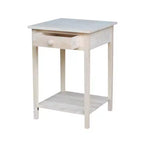 21" Square Unfinished Solid Wood Nightstand with Drawer and Shelf