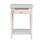 21" Square Unfinished Solid Wood Nightstand with Drawer and Shelf