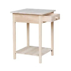 21" Square Unfinished Solid Wood Nightstand with Drawer and Shelf