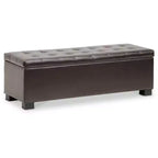 Roanoke Storage Ottoman Dark Brown - Baxton Studio: Upholstered Bench, Wood Frame, Spot Clean