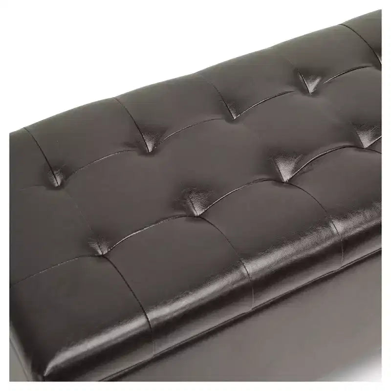 Roanoke Storage Ottoman – Dark Brown Bonded Leather, Wood Frame