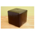 Dark Brown Bonded Leather Cube Ottoman