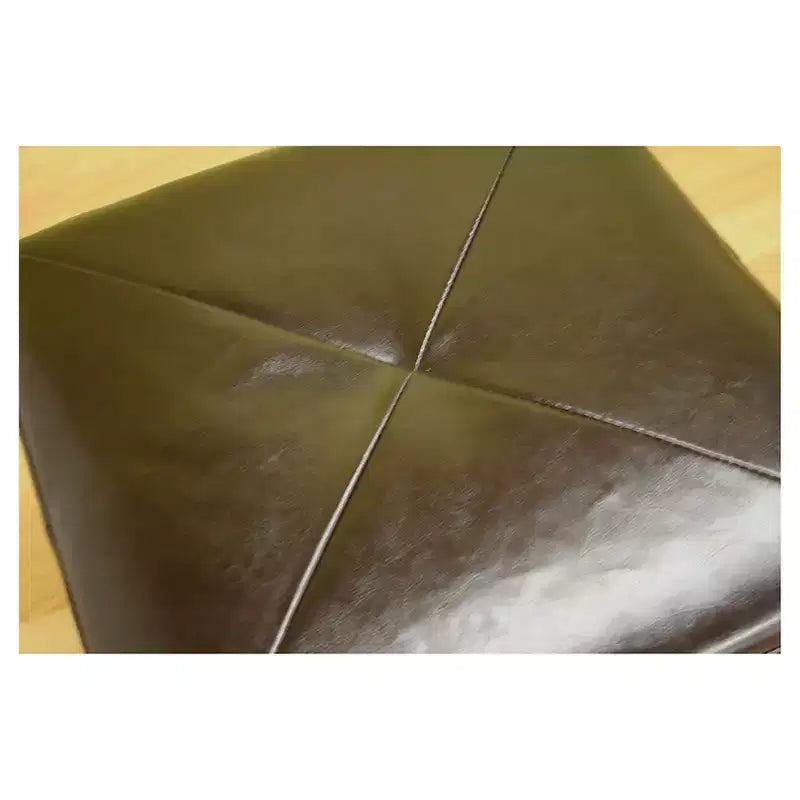 Dark Brown Bonded Leather Cube Ottoman