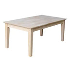 Shaker Tall Coffee Table - Solid Parawood, Farmhouse Style, Unfinished Wood