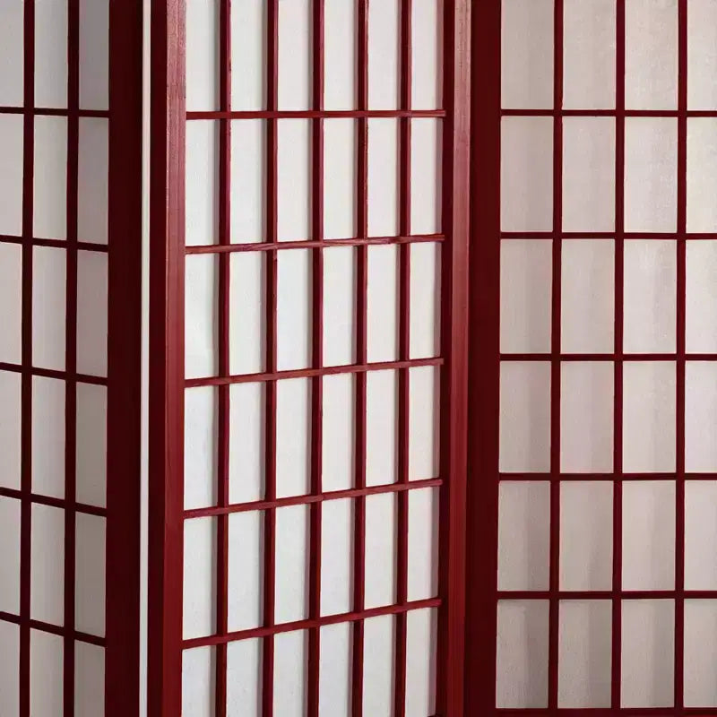 6 ft. Tall Window Pane Shoji Screen - Rosewood, 4 Panels