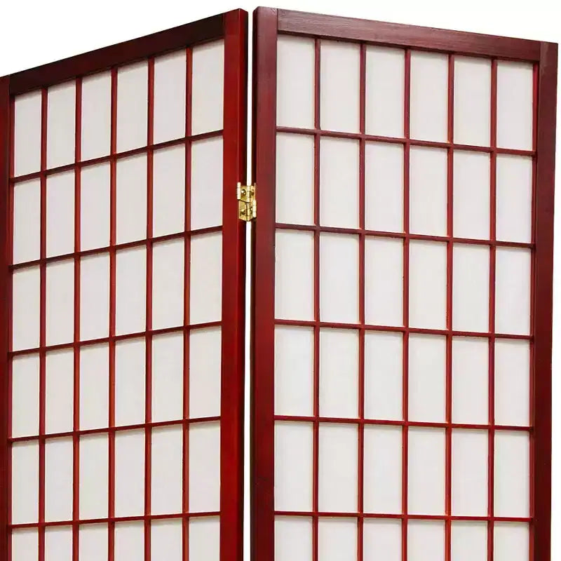 6 ft. Tall Window Pane Shoji Screen - Rosewood, 4 Panels