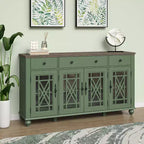 63" Vintage Style Buffet Sideboard Cabinet with Drawers, Green