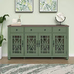 63" Vintage Style Buffet Sideboard Cabinet with Drawers, Green