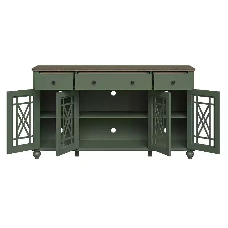 63" Vintage Style Buffet Sideboard Cabinet with Drawers, Green