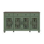63" Vintage Style Buffet Sideboard Cabinet with Drawers, Green