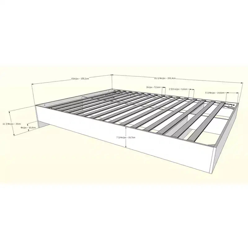Queen Apollo Bed with Headboard Bark Gray/Black - Nexera: Modern Platform, No Box Spring Needed