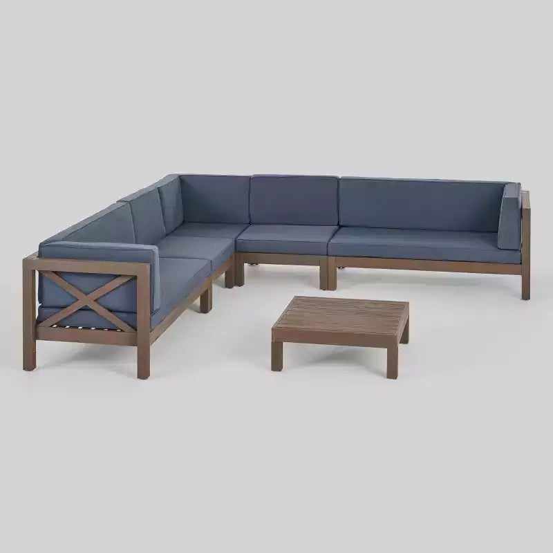 Brava 6-teiliges Sitzset aus Akazienholz für die Terrasse – Christopher Knight Home