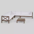 Brava 6-teiliges Sitzset aus Akazienholz für die Terrasse – Christopher Knight Home