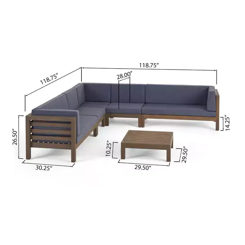 Set di sedute componibili da patio Oana da 6 pezzi in legno di acacia - Christopher Knight Home