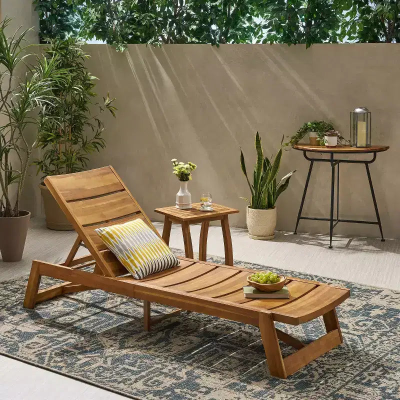 Mahalo 2pc Acacia Wood Chaise Lounge Set - Christopher Knight Home