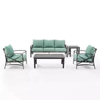 Ensemble de canapé d’extérieur Kaplan, 5 pièces, avec canapé et 2 fauteuils, table basse et table d’appoint – Crosley