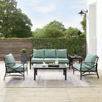 Ensemble de canapé d’extérieur Kaplan, 5 pièces, avec canapé et 2 fauteuils, table basse et table d’appoint – Crosley