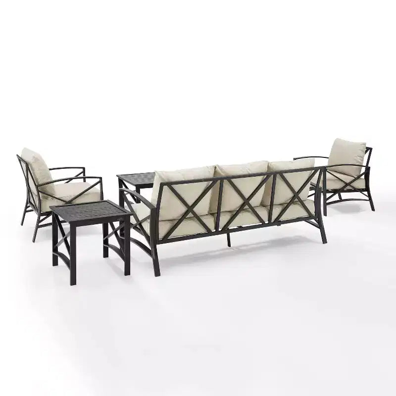 Ensemble de canapé d’extérieur Kaplan, 5 pièces, avec canapé et 2 fauteuils, table basse et table d’appoint – Crosley