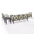 Ensemble de canapé d’extérieur Kaplan, 5 pièces, avec canapé et 2 fauteuils, table basse et table d’appoint – Crosley