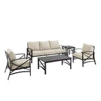 Ensemble de canapé d’extérieur Kaplan, 5 pièces, avec canapé et 2 fauteuils, table basse et table d’appoint – Crosley