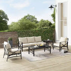 Ensemble de canapé d’extérieur Kaplan, 5 pièces, avec canapé et 2 fauteuils, table basse et table d’appoint – Crosley