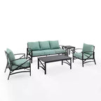 Ensemble de canapé d’extérieur Kaplan, 5 pièces, avec canapé et 2 fauteuils, table basse et table d’appoint – Crosley
