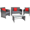 Sunnydaze Outdoor Ardfield Patio Conversation Furniture Set with Loveseat, Chairs, and Table - Gray and Gray - 4pc