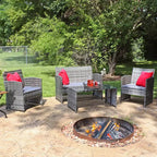 Ensemble de mobilier de salon de jardin Sunnydaze Outdoor Ardfield avec canapé deux places, fauteuils et table - gris et gris - 4 pièces