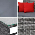 Ensemble de mobilier de salon de jardin Sunnydaze Outdoor Ardfield avec canapé deux places, fauteuils et table - gris et gris - 4 pièces