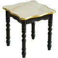 Fabulaxe Square Wooden Side Table, Living Room Accent End Table, Gold, Black and White