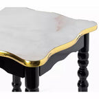 Fabulaxe Square Wooden Side Table, Living Room Accent End Table, Gold, Black and White