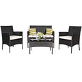 Costway 4PCS Patio Furniture Set Rattan Wicker Conversation Set Outdoor