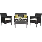 Costway 4PCS Patio Furniture Set Rattan Wicker Conversation Set Outdoor