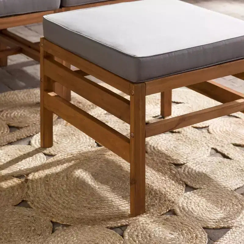 3-teiliges modulares Garten-Sitzset aus Akazienholz mit Polstern – Saracina Home