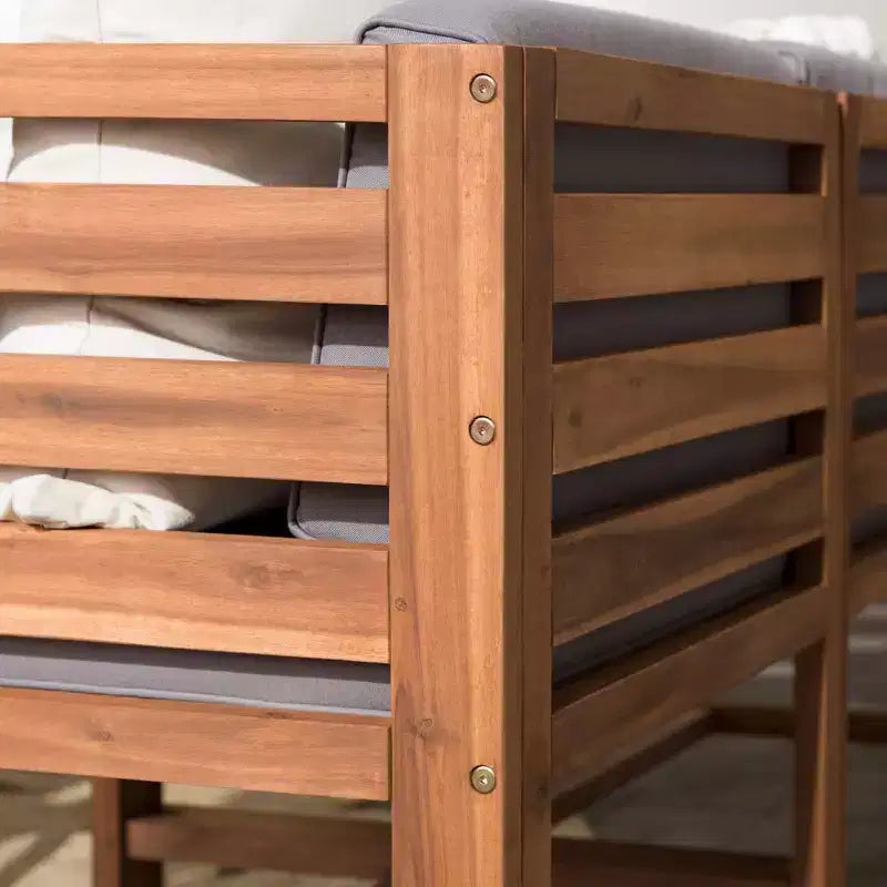 3-teiliges modulares Garten-Sitzset aus Akazienholz mit Polstern – Saracina Home