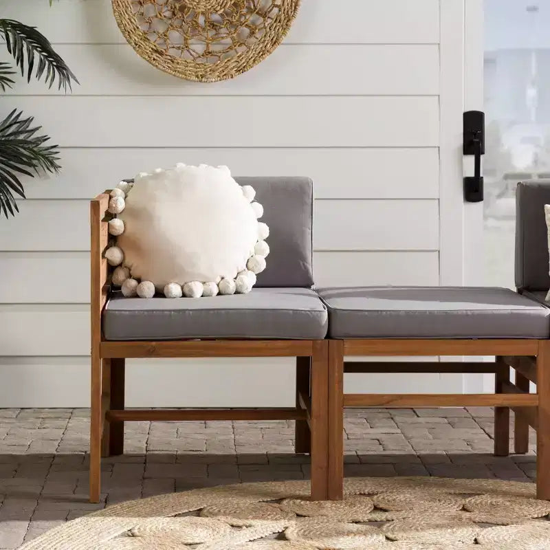 3-teiliges modulares Garten-Sitzset aus Akazienholz mit Polstern – Saracina Home