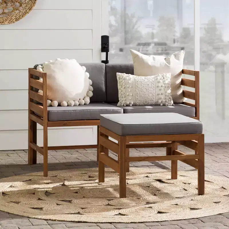 3-teiliges modulares Garten-Sitzset aus Akazienholz mit Polstern – Saracina Home