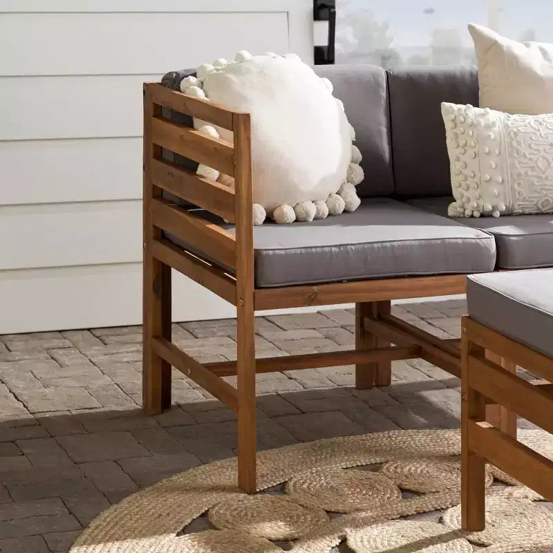 3-teiliges modulares Garten-Sitzset aus Akazienholz mit Polstern – Saracina Home