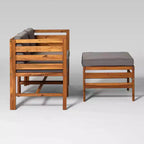 3-teiliges modulares Garten-Sitzset aus Akazienholz mit Polstern – Saracina Home