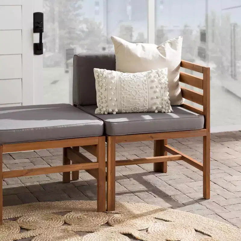 3-teiliges modulares Garten-Sitzset aus Akazienholz mit Polstern – Saracina Home